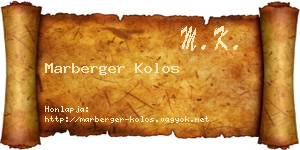 Marberger Kolos névjegykártya